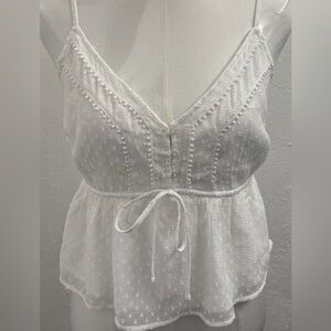 Abercrombie & Fitch White Swiss Dot Crop Cami, Size XS